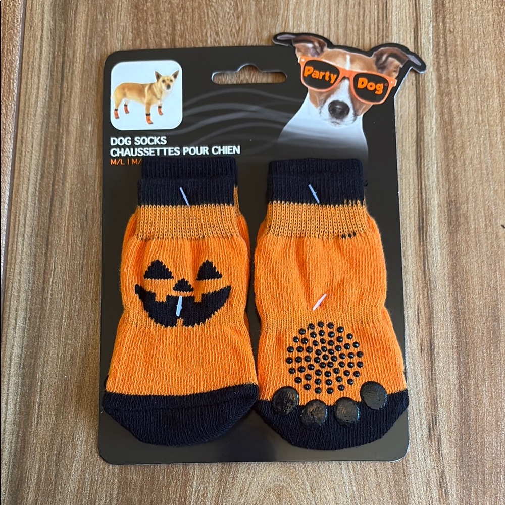 🤍Party Dog Halloween Jack-o’-lantern Socks - Black and Orange